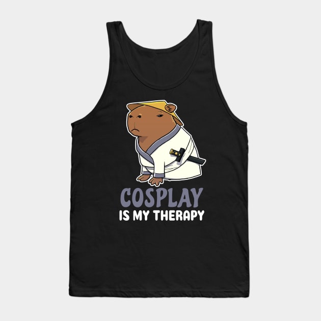 Cosplay is my therapy cartoon Capybara Samurai Tank Top by capydays